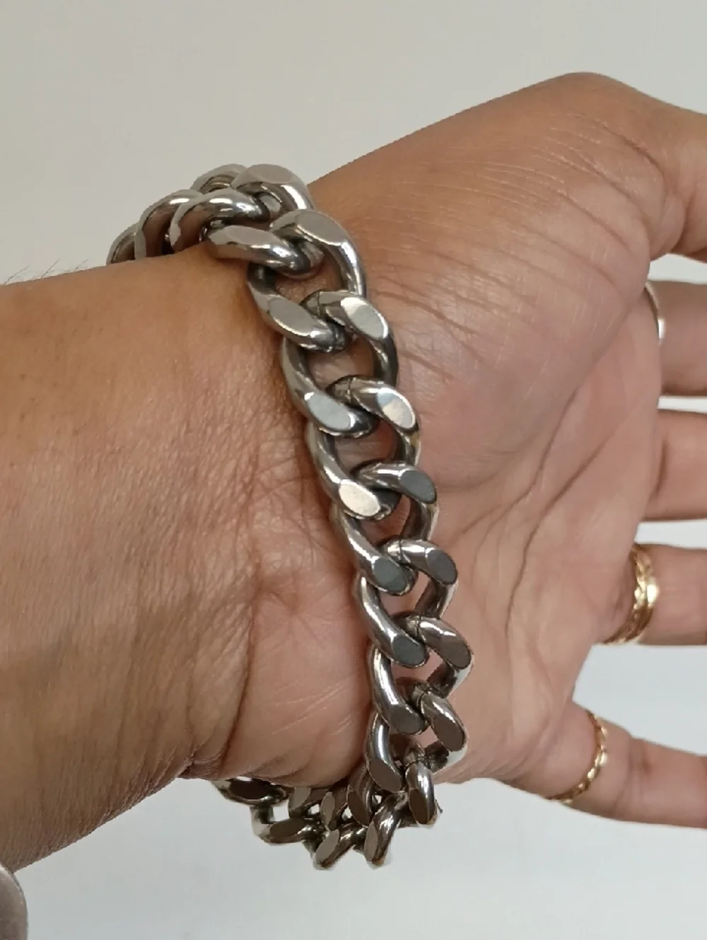 Steve Madden Silver Curb Link Chain Bracelet Chunky Metal Men’s